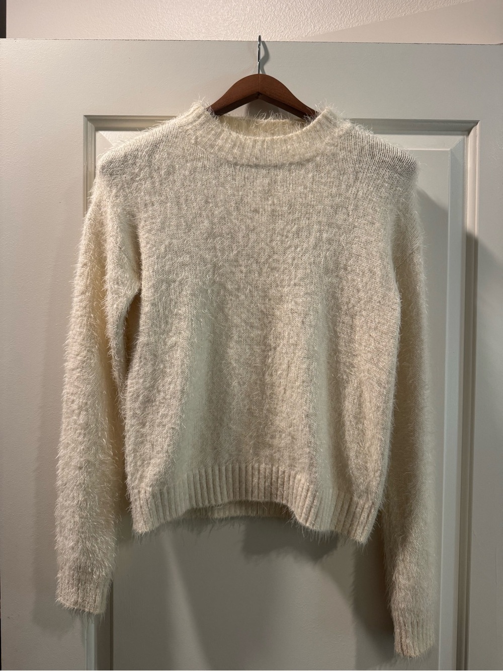 Forever 21 Cream Fuzzy Turtleneck Sweater
